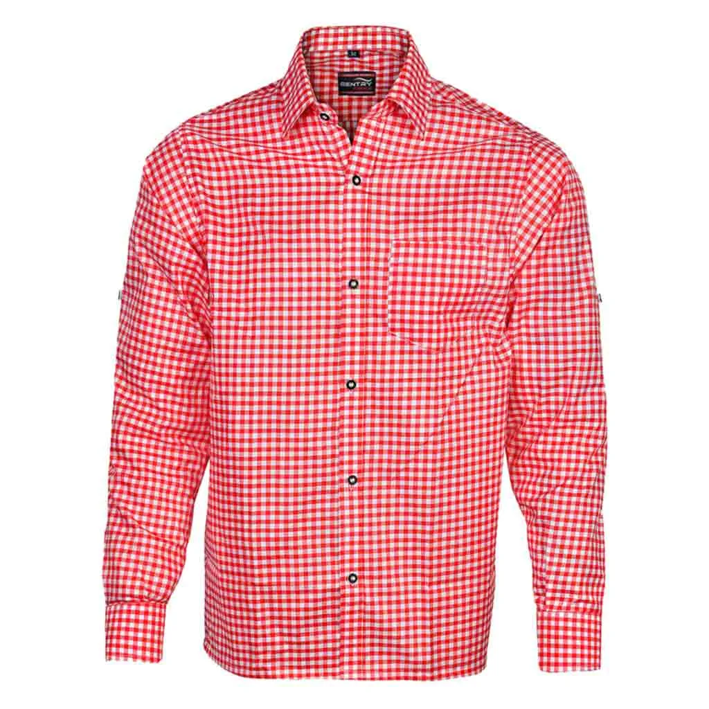 Men's Formal Dress Shirt in Red Checkered Casual Shirt