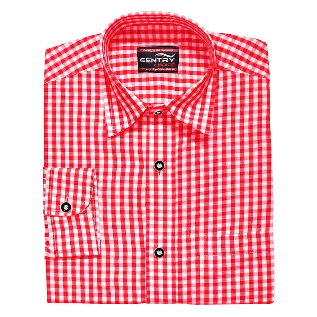 Men's Formal Dress Shirt in Red Checkered Casual Shirt