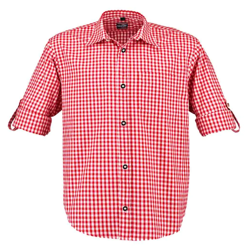 Men's Formal Dress Shirt in Red Checkered Casual Shirt