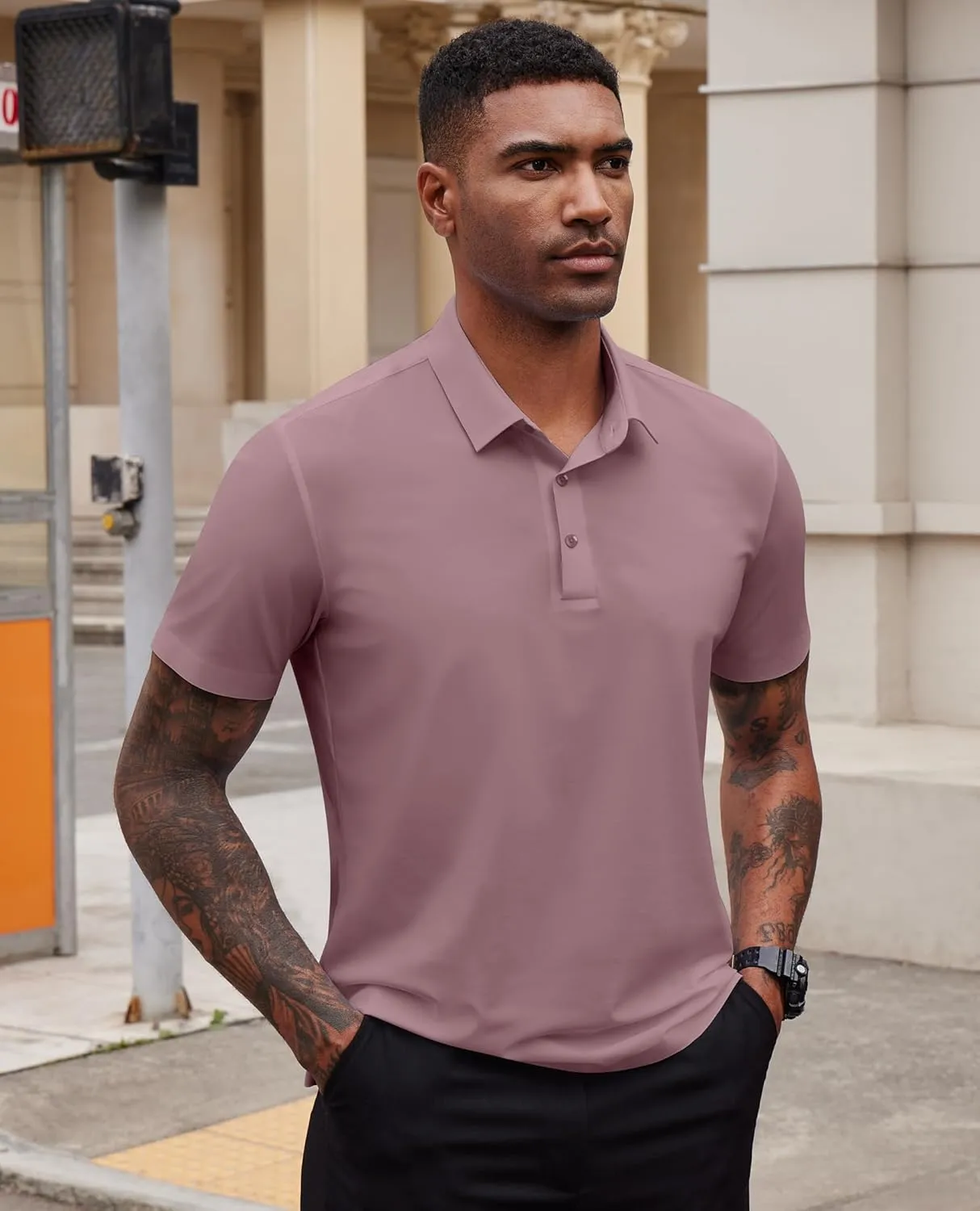 Mens Polo Shirts Short Sleeve Stretch Golf Polo Shirts Dry Fit Polo T Shirts for Men Golf Shirts Tennis Polo