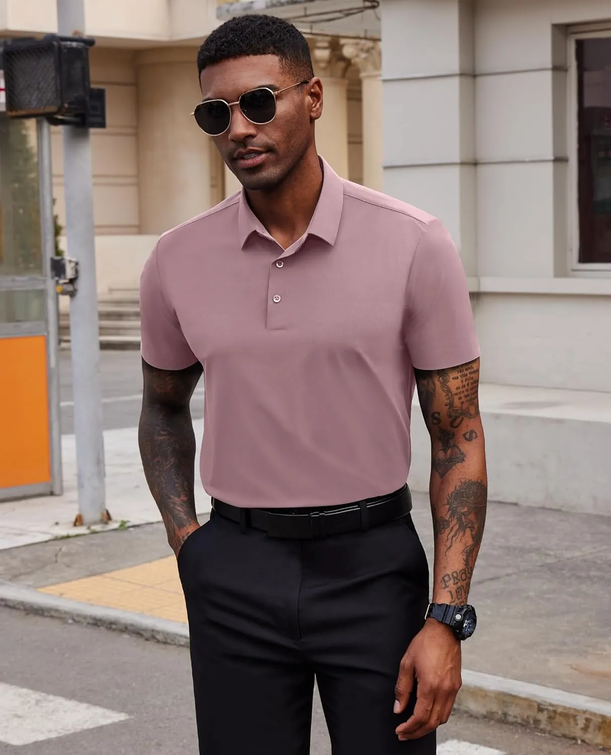 Mens Polo Shirts Short Sleeve Stretch Golf Polo Shirts Dry Fit Polo T Shirts for Men Golf Shirts Tennis Polo