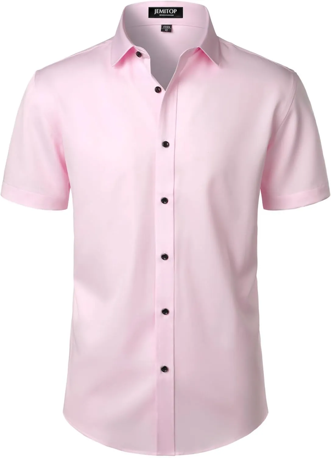 Men's Stretch Wrinkle Free Dress Shirts Formal Wedding Prom Short Sleeve Slim Fit Button Down Shirt
