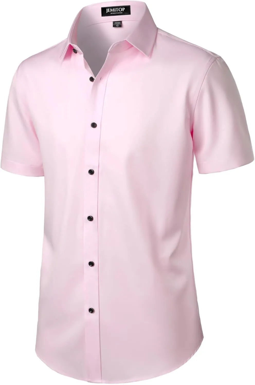 Men's Stretch Wrinkle Free Dress Shirts Formal Wedding Prom Short Sleeve Slim Fit Button Down Shirt