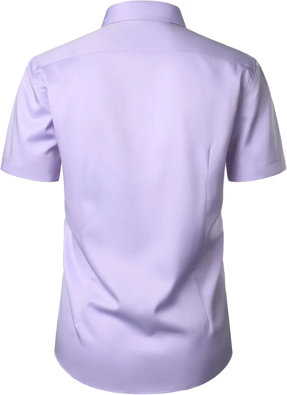 Men's Stretch Wrinkle Free Dress Shirts Formal Wedding Prom Short Sleeve Slim Fit Button Down Shirt