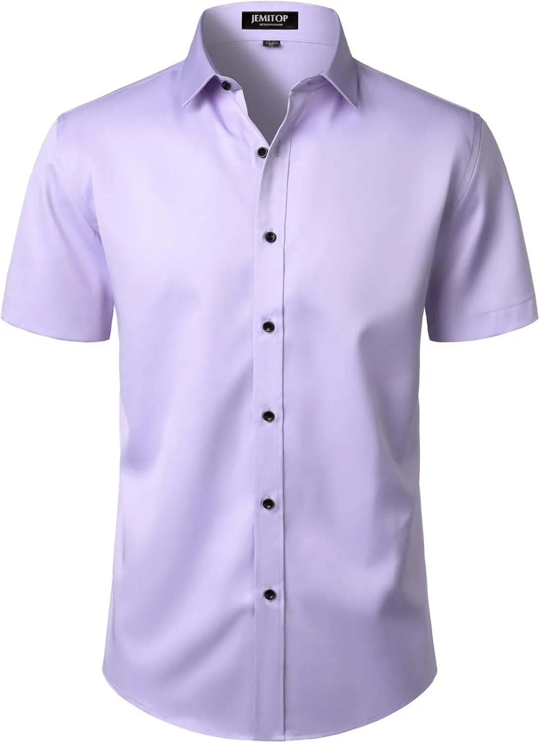 Men's Stretch Wrinkle Free Dress Shirts Formal Wedding Prom Short Sleeve Slim Fit Button Down Shirt
