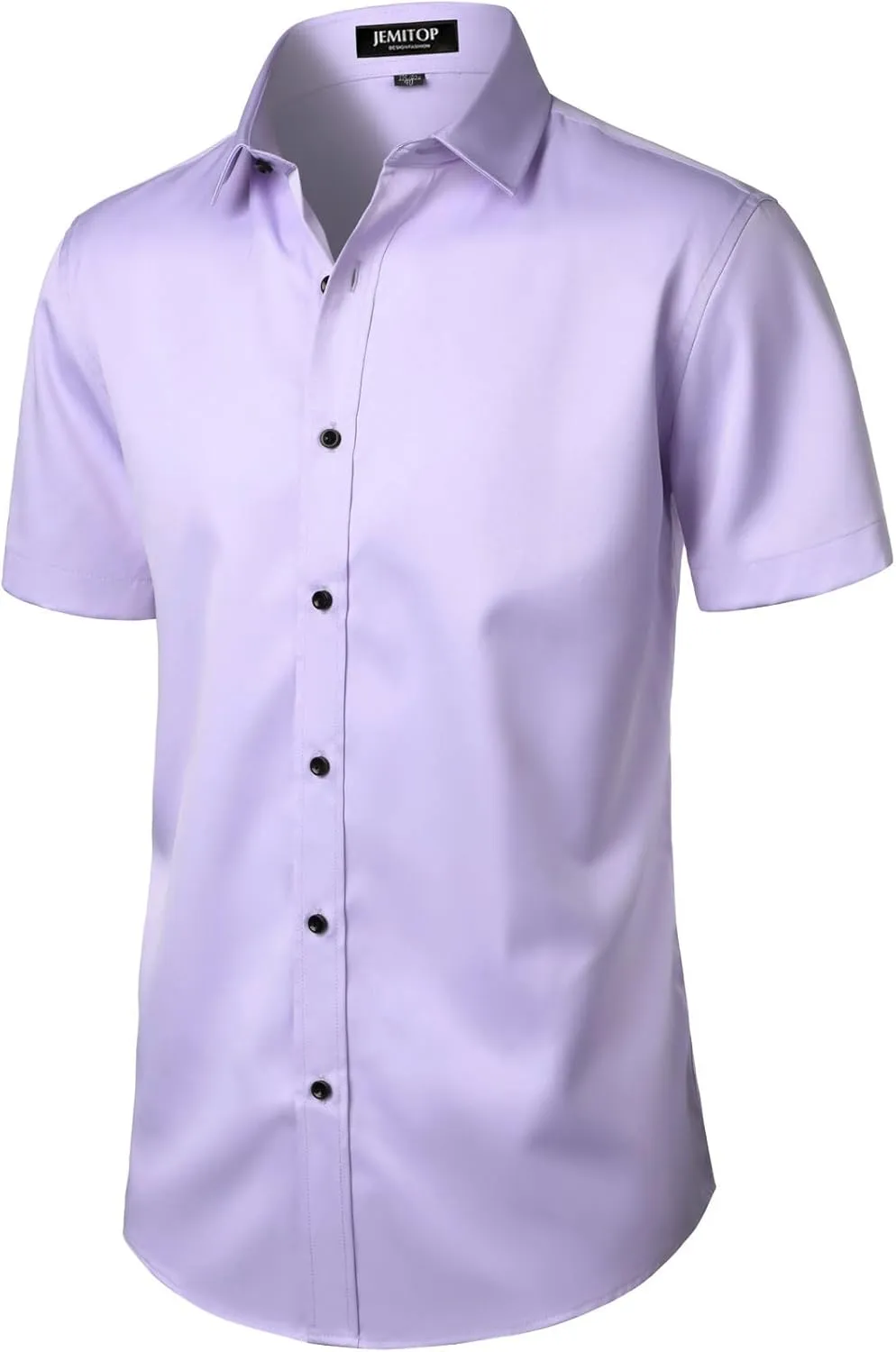 Men's Stretch Wrinkle Free Dress Shirts Formal Wedding Prom Short Sleeve Slim Fit Button Down Shirt