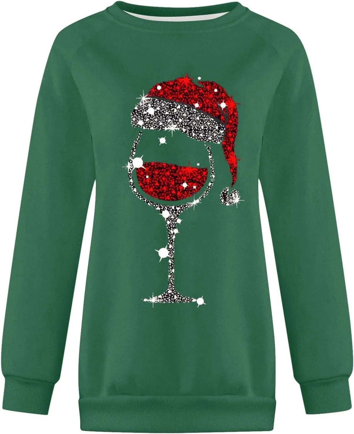 Merry Christmas Shirt for Women Crewneck Funny Red Wine Glass Graphic Sweatshirt Xmas Holiday Long Sleeve Pullover