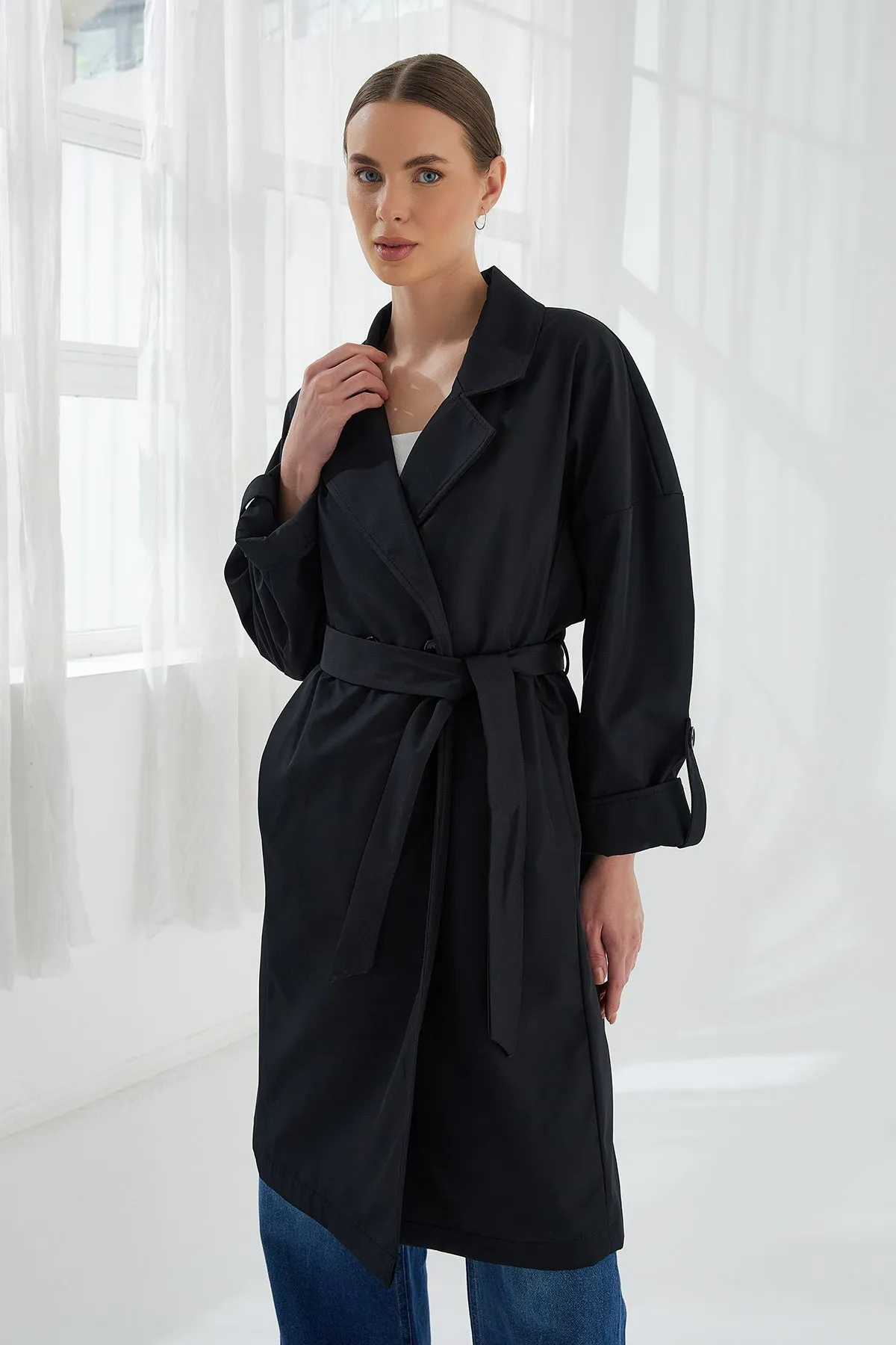 MPL Women's Belted Trench Coat 9104 - Amarante
