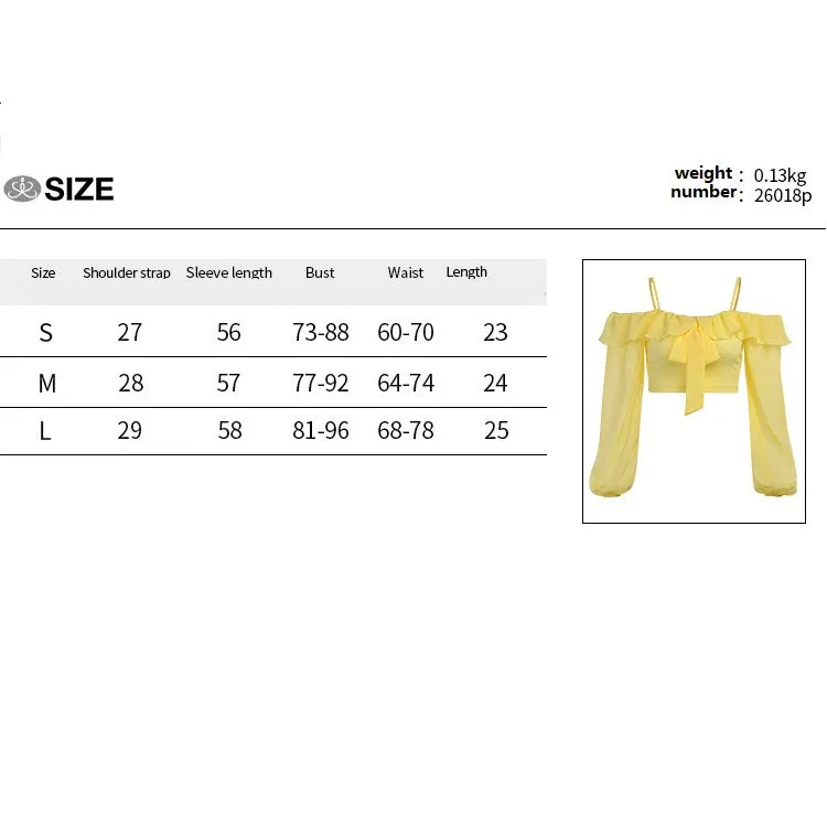 One-word shoulder long sleeve navel bow suspender jacket