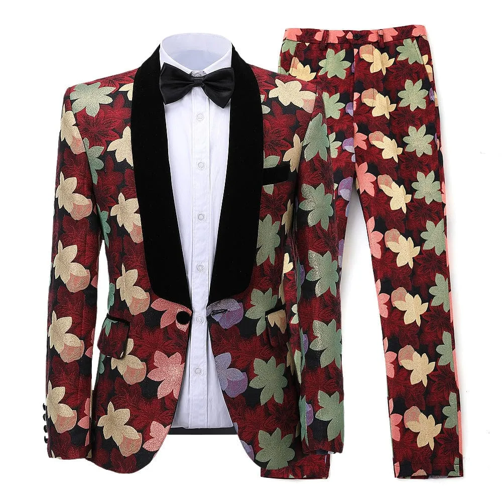 Patterned 2 Pieces Mens Suit Formal Shawl Lapel Tuxedos (Blazer Pants)