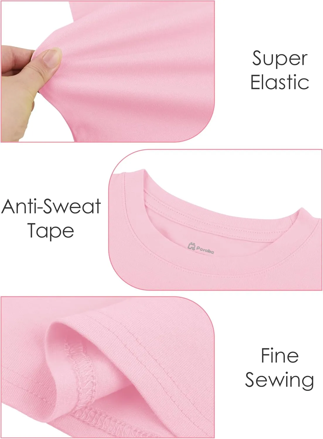 Poroka Baby and Toddler Girls Short Sleeve T-Shirts Cotton Crewneck Shirts Basic Solid Tees Summer Casual Tops, Multipack