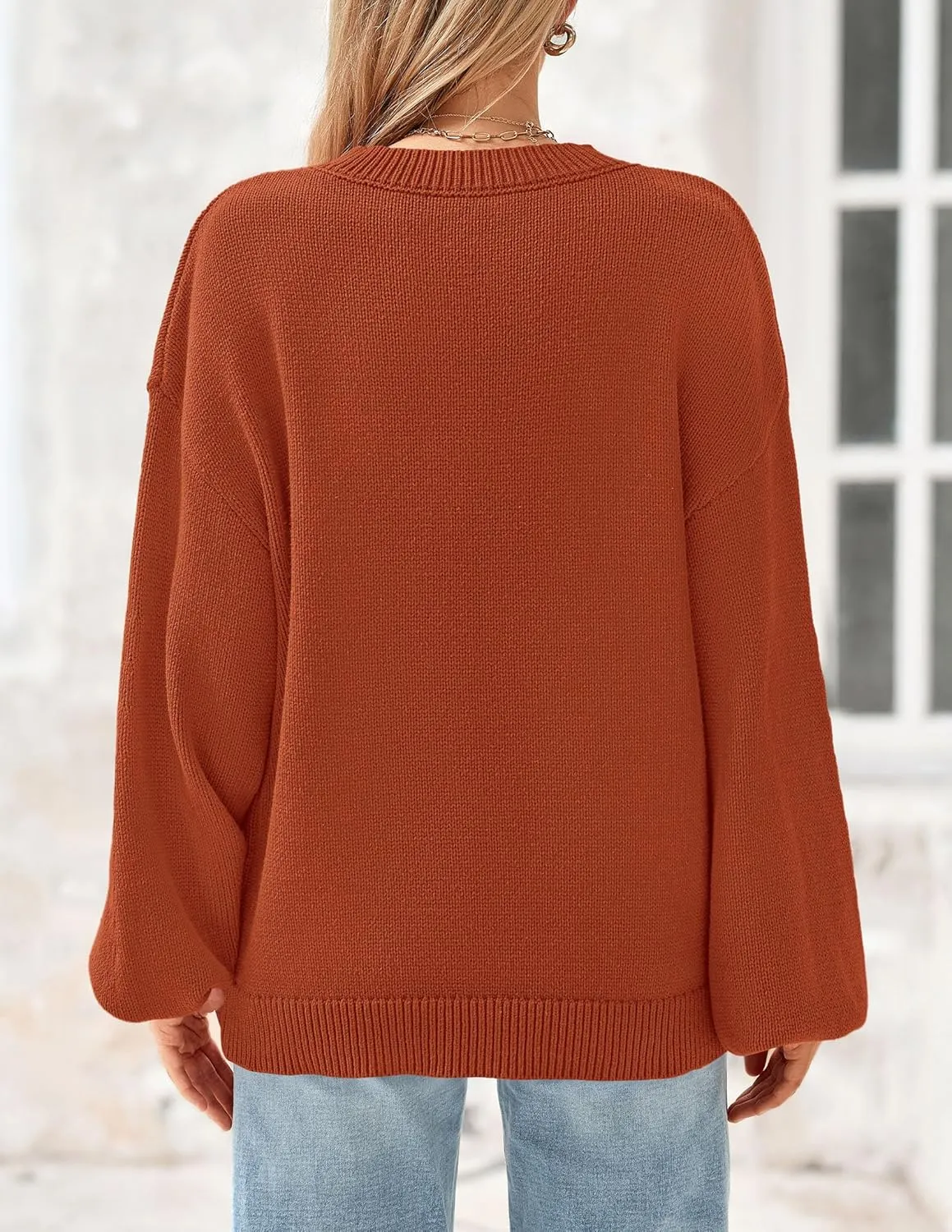 PRETTYGARDEN Women's 2024 Winter Chunky Knit Sweater Casual Long Lantern Sleeve Crewneck Pullover Jumper Tops