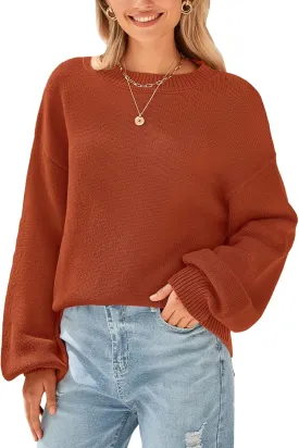 PRETTYGARDEN Women's 2024 Winter Chunky Knit Sweater Casual Long Lantern Sleeve Crewneck Pullover Jumper Tops