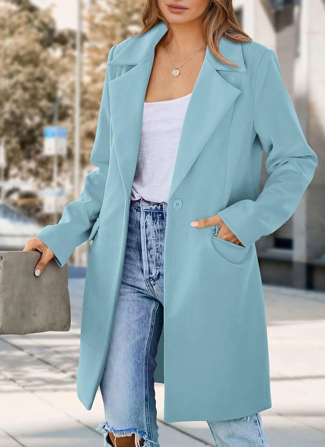 PRETTYGARDEN Women's 2025 Spring Fall Long Blazer Jackets Long Sleeve Lapel Pockets Loose Fit Work Casual Blazers Outerwear