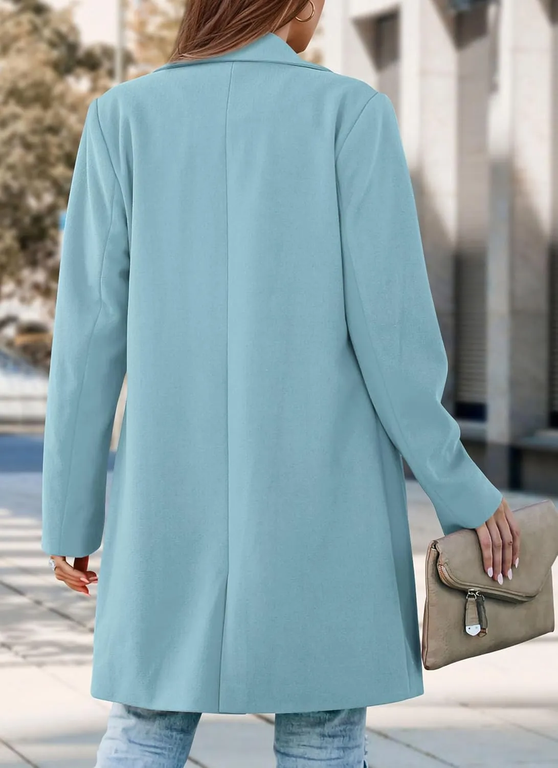 PRETTYGARDEN Women's 2025 Spring Fall Long Blazer Jackets Long Sleeve Lapel Pockets Loose Fit Work Casual Blazers Outerwear