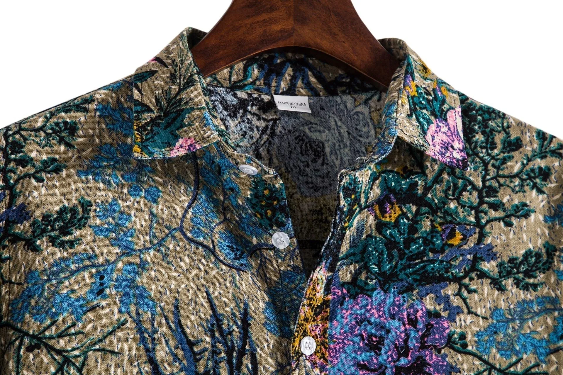Printing Long Sleeve Shirt Men's Lapel Shirt - GlamzLife