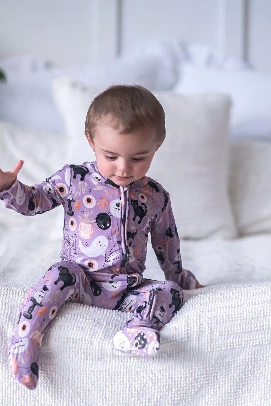 Purple Halloween Baby Zip Up Romper
