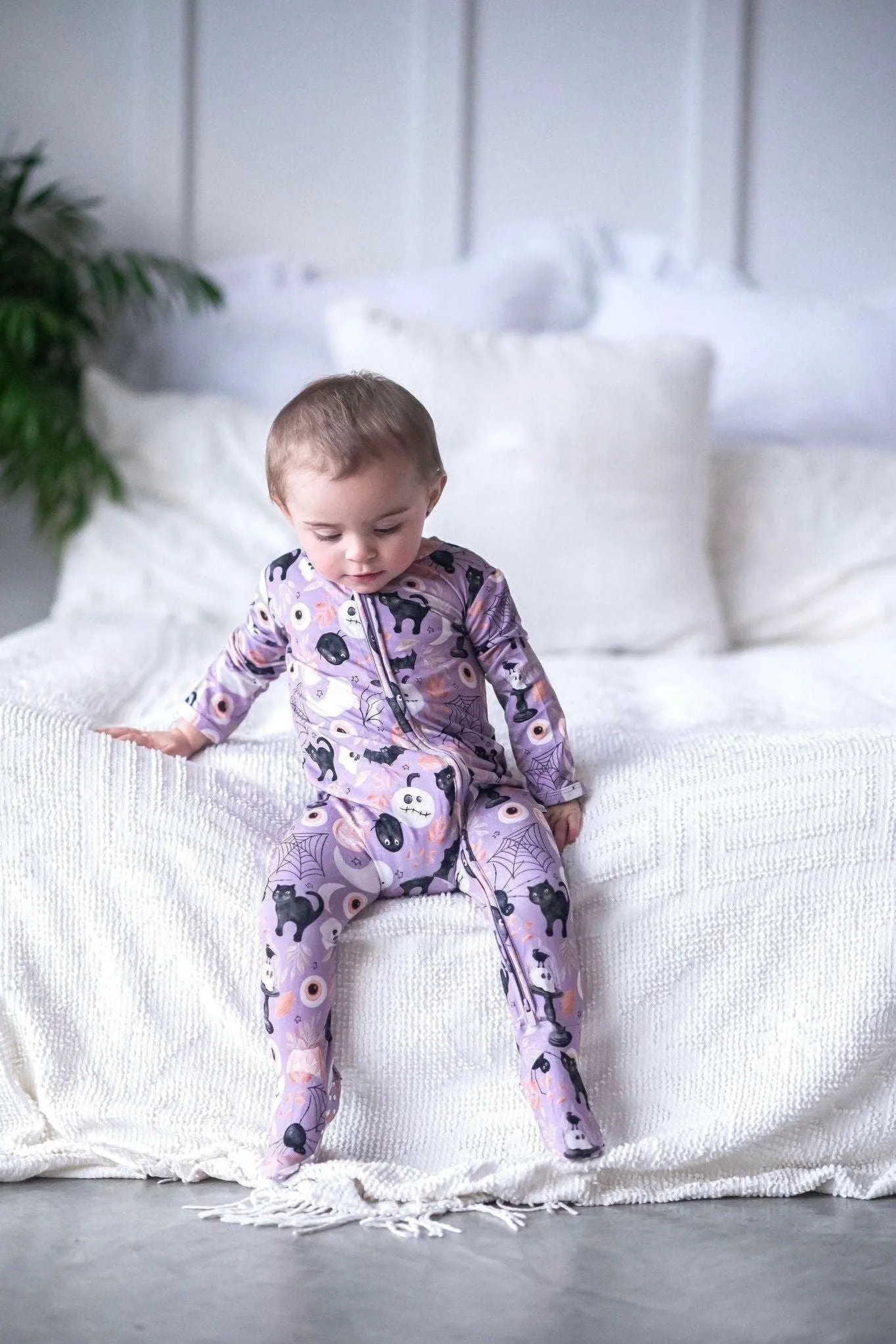 Purple Halloween Baby Zip Up Romper