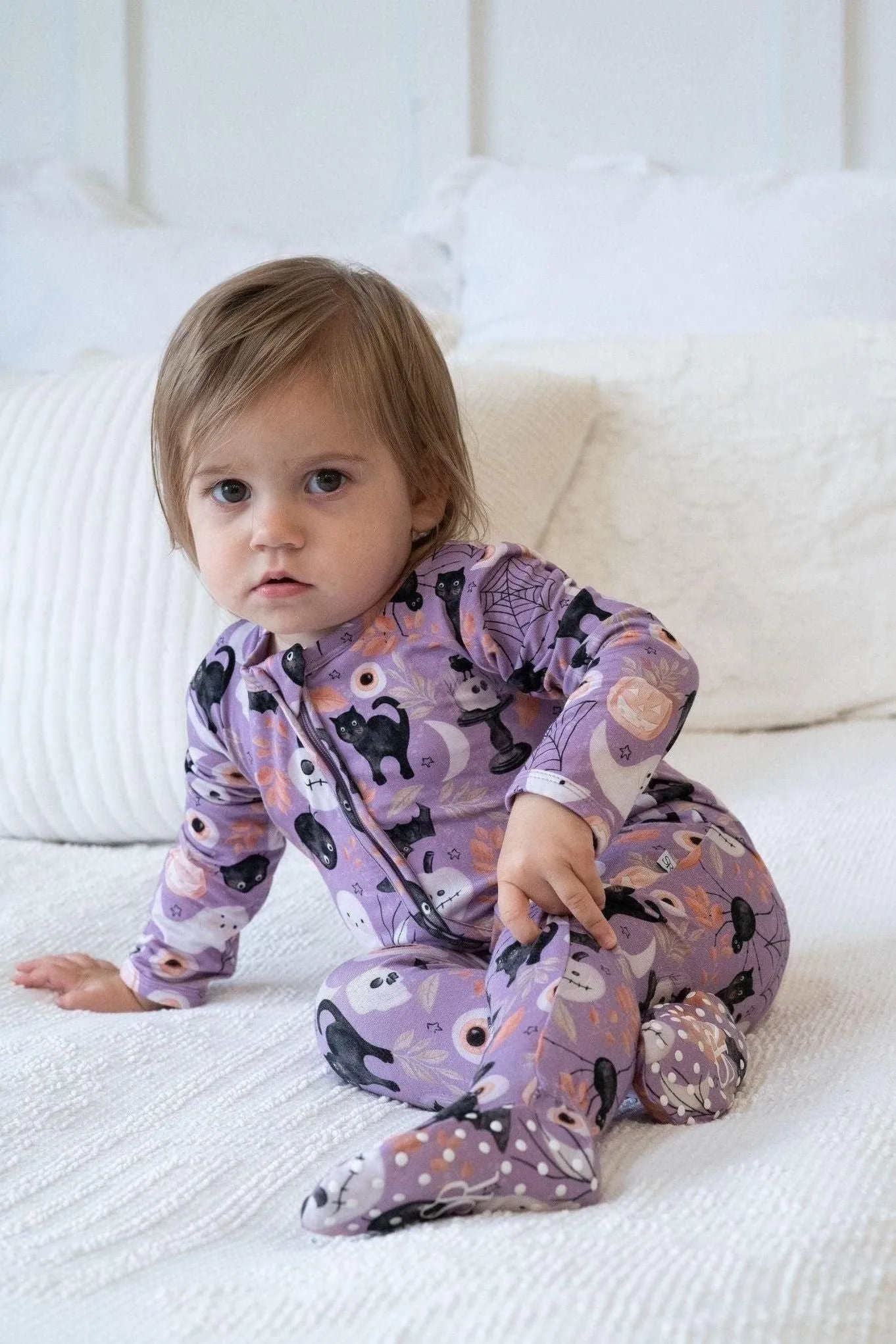 Purple Halloween Baby Zip Up Romper