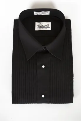 "Simon" Black Pleated Laydown Tuxedo Shirt