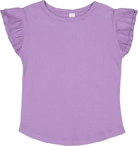 RABBIT SKINS Toddler Girls Flutter Sleeve Tee | Cute T-Shirt with Ruffles