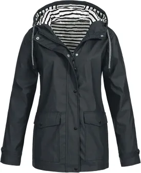Raincoat for Women Waterproof with Hood Packable Long Trench Coats Windbreaker Travel Climbing Outdoor Jackets