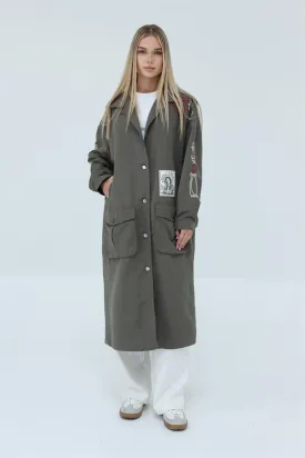 RYN Embroidered Trench Coat - Khaki - Plainfield
