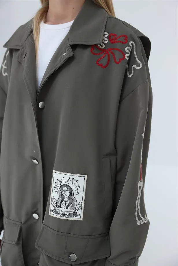 RYN Embroidered Trench Coat - Khaki - Plainfield