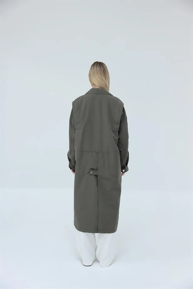 RYN Embroidered Trench Coat - Khaki - Plainfield