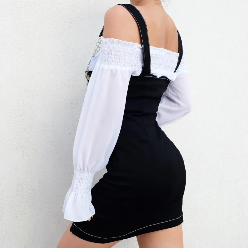 Side Zipper Suspender Skirt