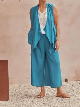 Simple Casual Loose Top Pants Coat Three Piece Suit