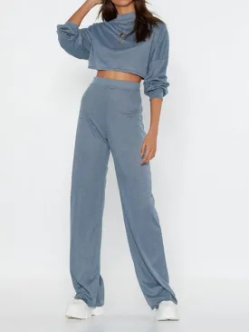 Simple Solid Color Velvet Leisure Suit