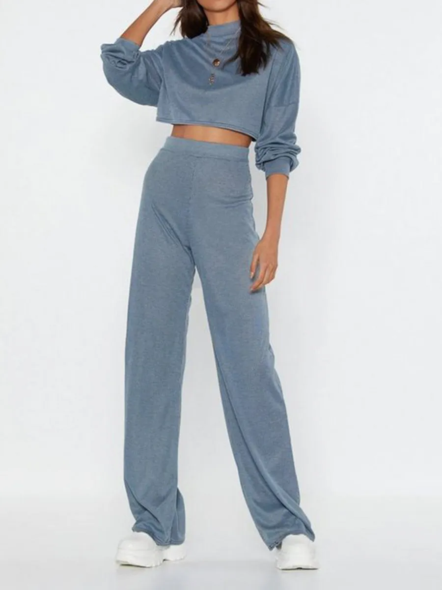Simple Solid Color Velvet Leisure Suit