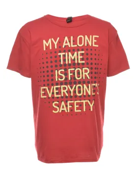 Slogan Print Red T-shirt - XL