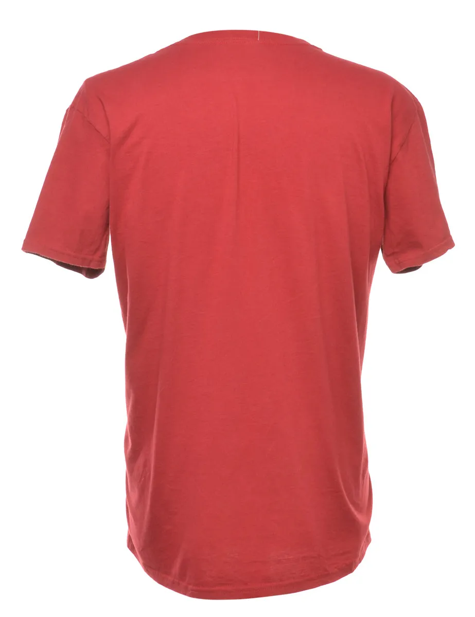 Slogan Print Red T-shirt - XL