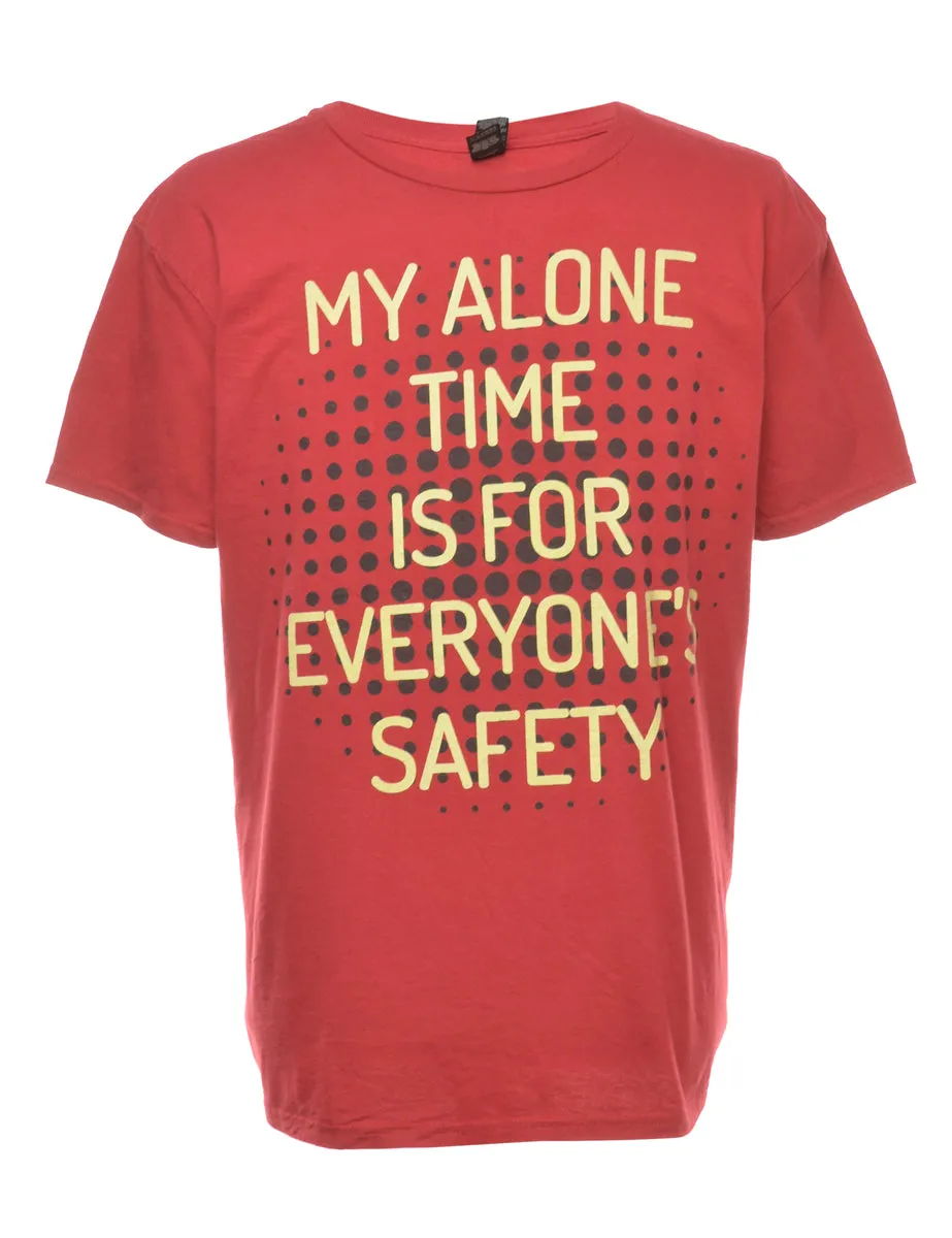 Slogan Print Red T-shirt - XL
