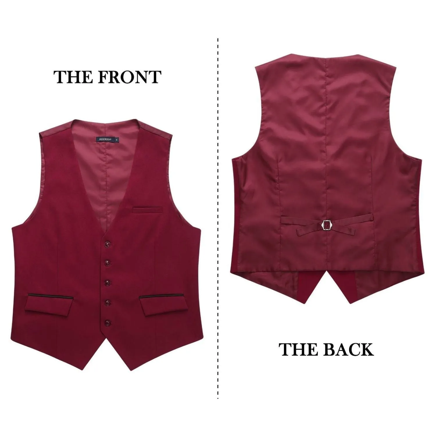 Solid Slim Suit Vest - H-RED