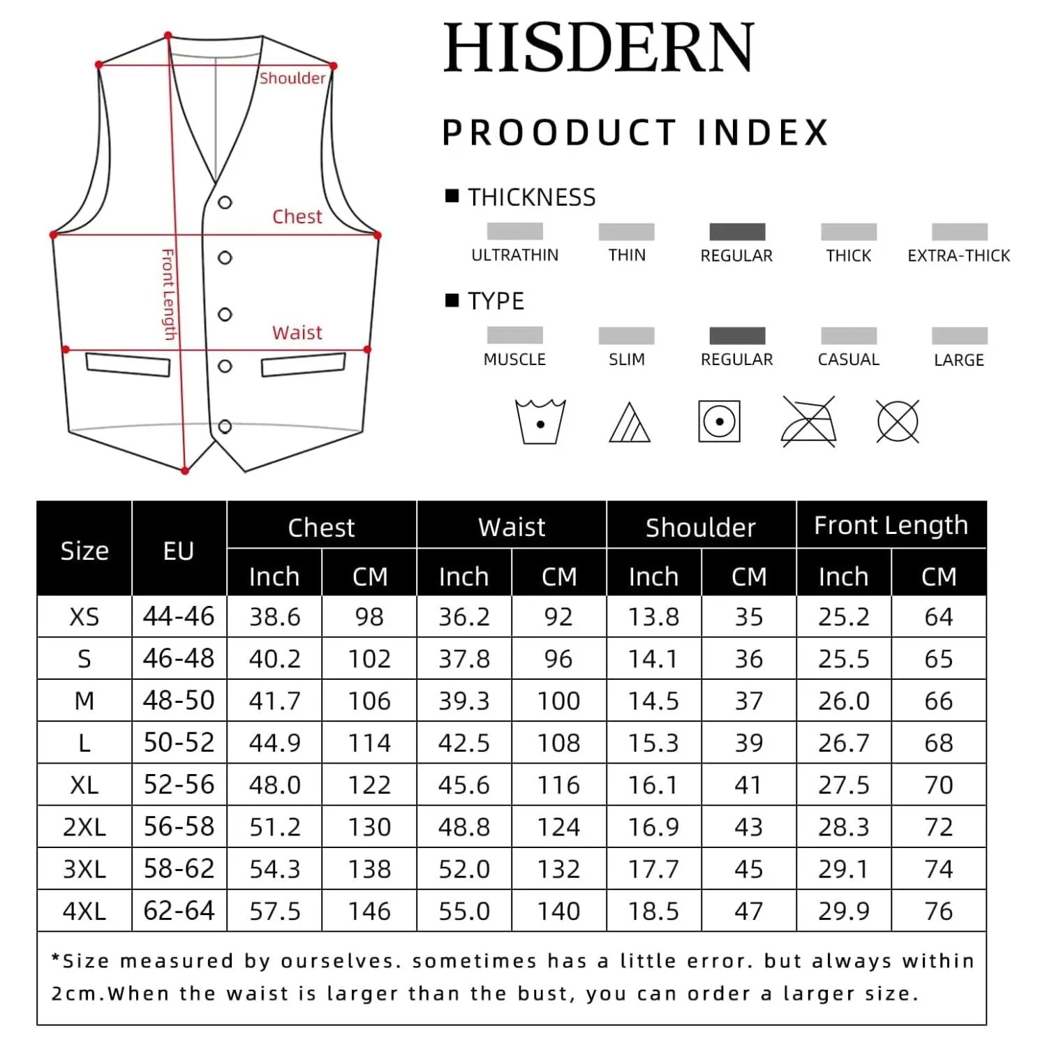 Solid Slim Suit Vest - H-RED