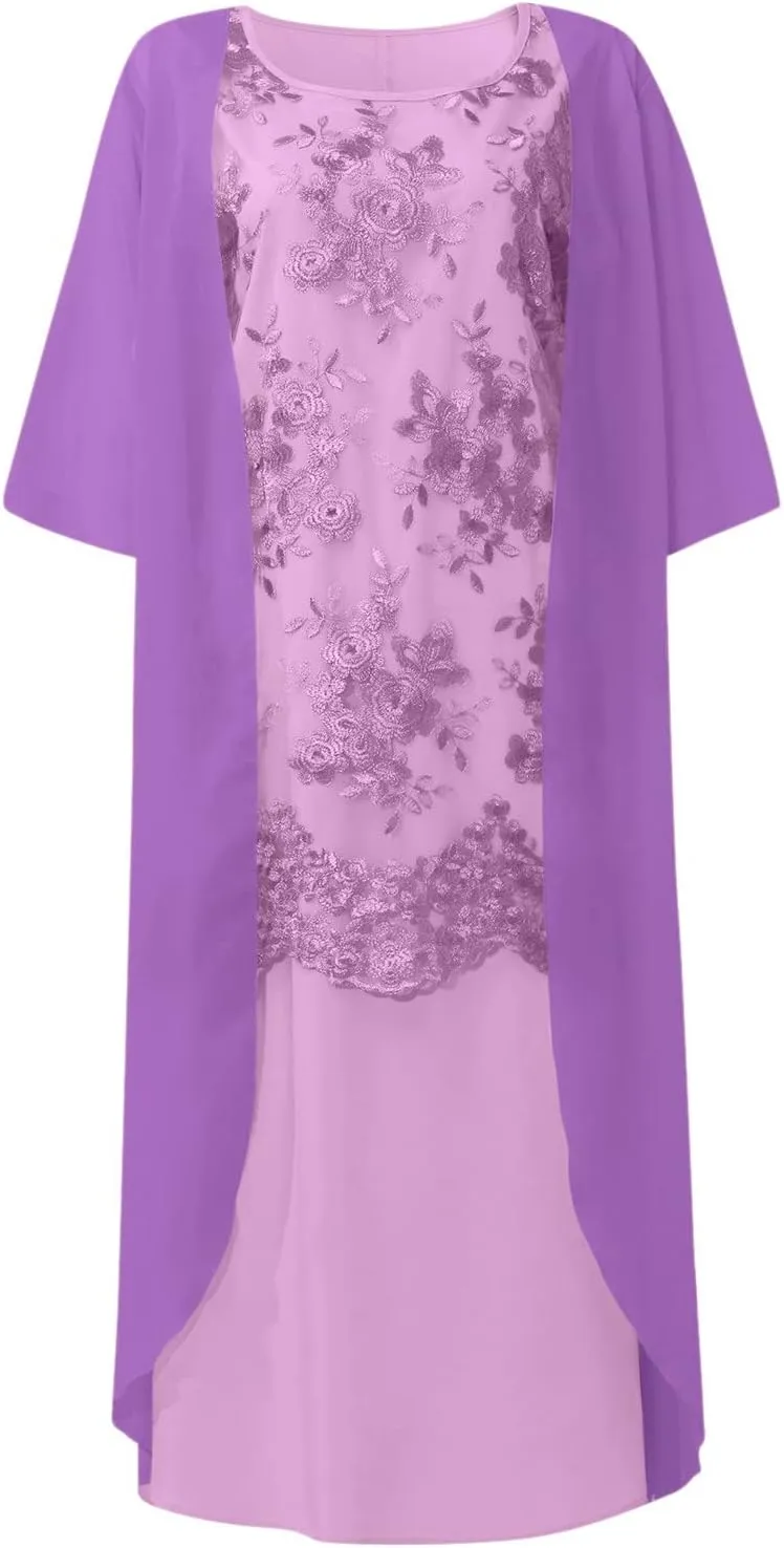 Summer Dresses for Women 2025 Wedding Guest Dresses for Women Chiffon 2 Piece Dress Sets Mother of The Bride Dresses