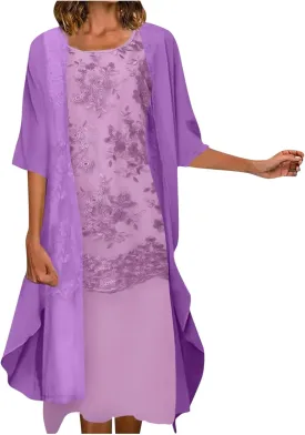 Summer Dresses for Women 2025 Wedding Guest Dresses for Women Chiffon 2 Piece Dress Sets Mother of The Bride Dresses
