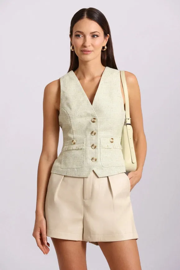 Tailored Tweed Suit Vest Green