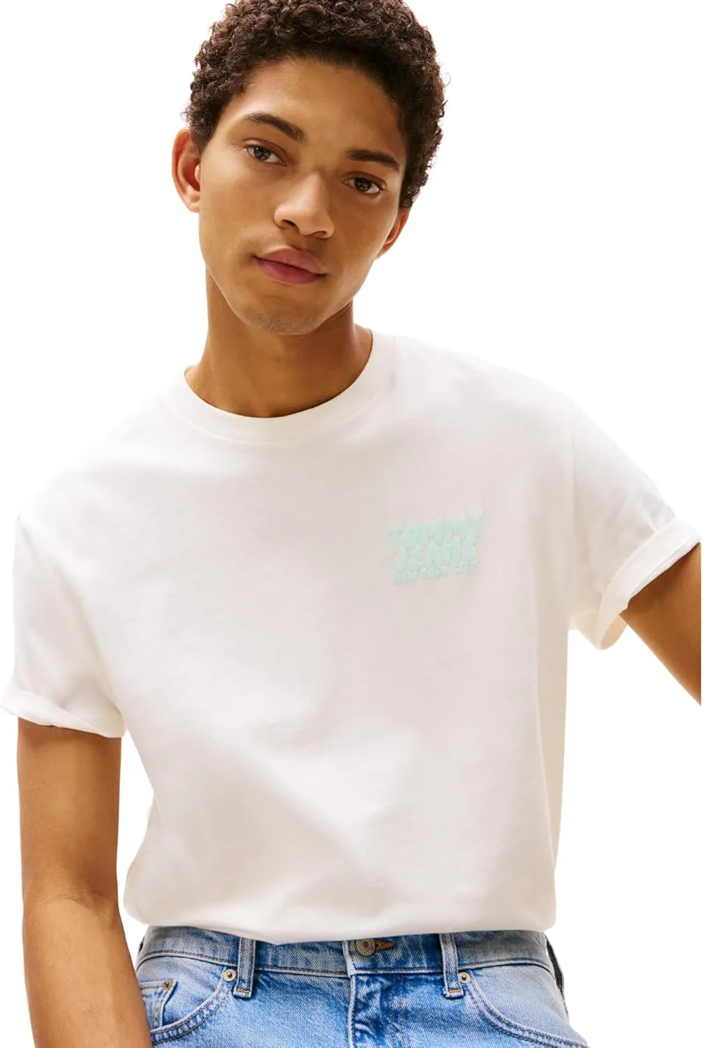 Tommy Jeans Men's Short Sleeve Cotton Graphic T-Shirts with Printed Logo