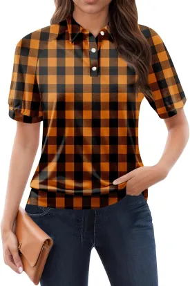 Tops for Women Trendy Short Sleeve Vacation Outfits Blouses Casual Summer Collared Shirts Polo Banded Hem