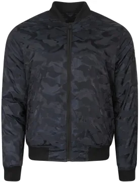 Valence Camo Jacquard Bomber Jacket In Navy - Dissident