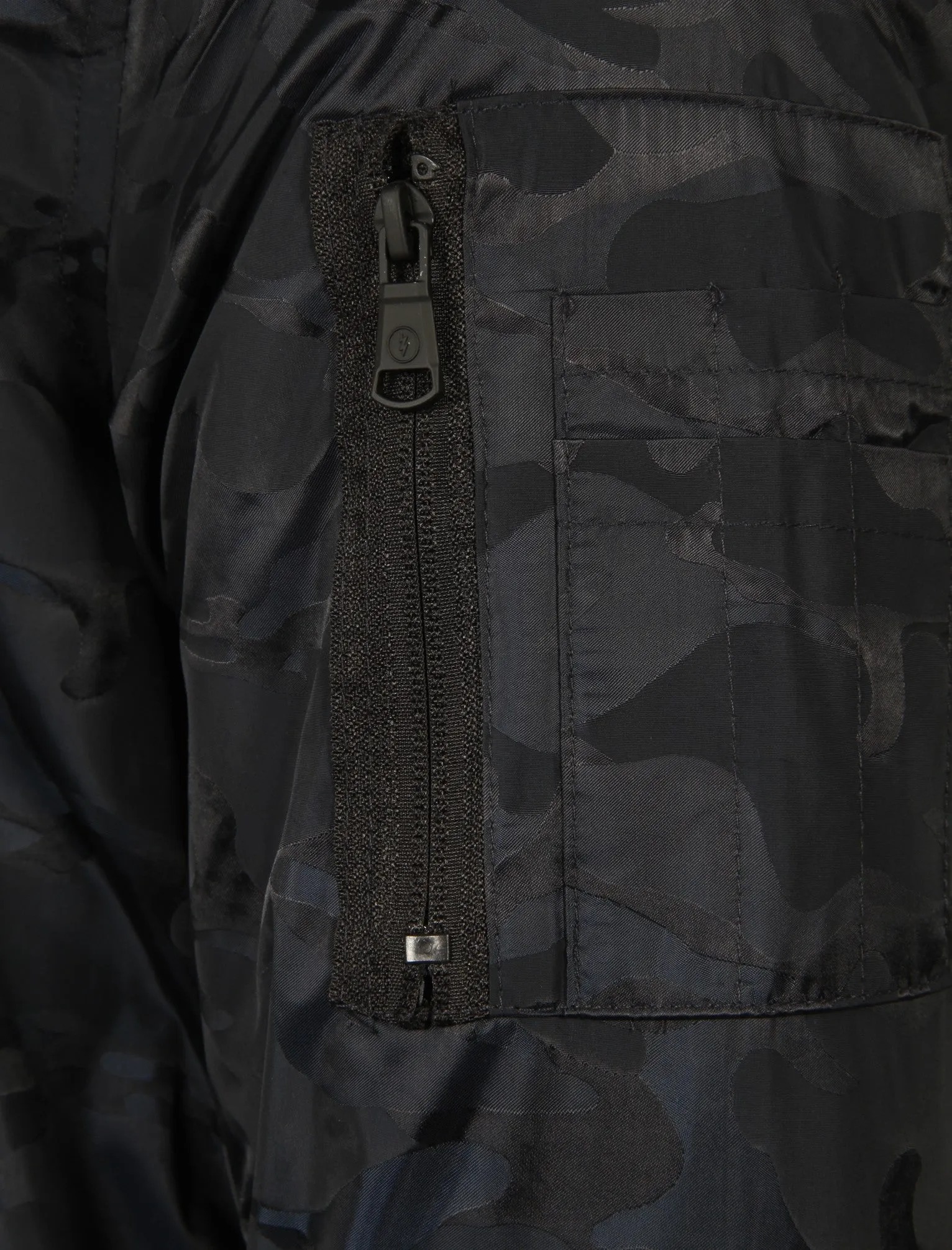 Valence Camo Jacquard Bomber Jacket In Navy - Dissident