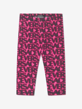 Versace Baby Girls Logo Leggings in Pink
