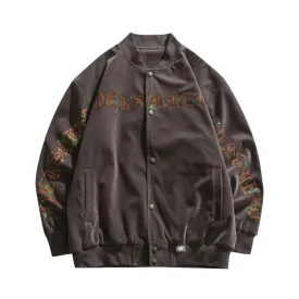“Vintage Letter Print Baseball” Jacket