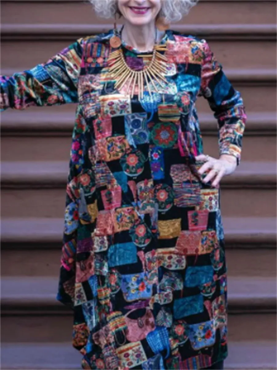 Vintage Printed Women'S Casual Suit