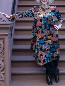 Vintage Printed Women'S Casual Suit