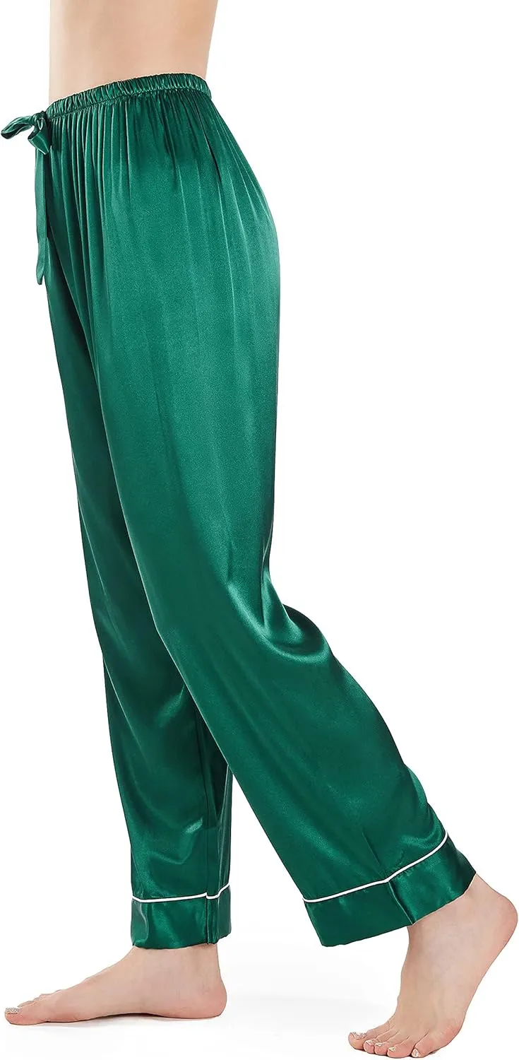 Wantschun Womens Satin Silk Sleepwear Long Pajamas Pants Nightwear Loungewear Pj Bottoms Trousers XXS-XXXL